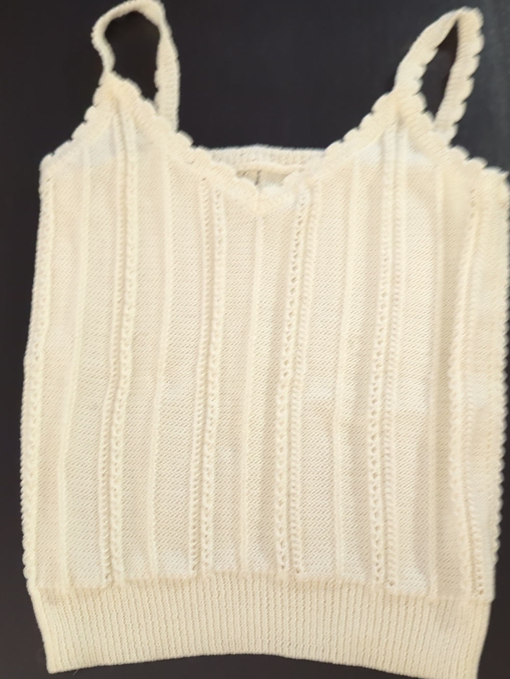 Cream Knit Spaghetti Strap Tank Top - Unbranded
